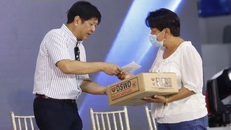 President Marcos Distributes Government Aid In Camarines Sur Town