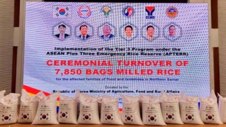Asean Plus Three Donates Nearly 8K Bags Of Rice To Northern Samar