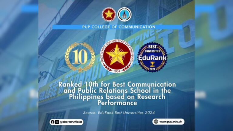 PUP Ranks 10th As The Best University For Communications And Public Relations In The PH