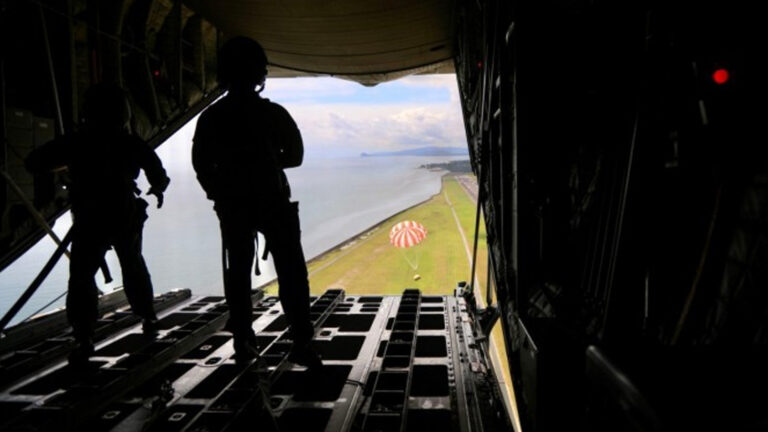 Philippine, Japan Forces Hold Air Drop Exercise Over Tacloban City