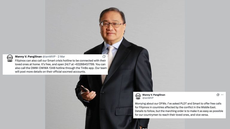 Pangilinan Says PLDT, Smart Offer Free Calls For Filipinos In Middle East Conflict Areas